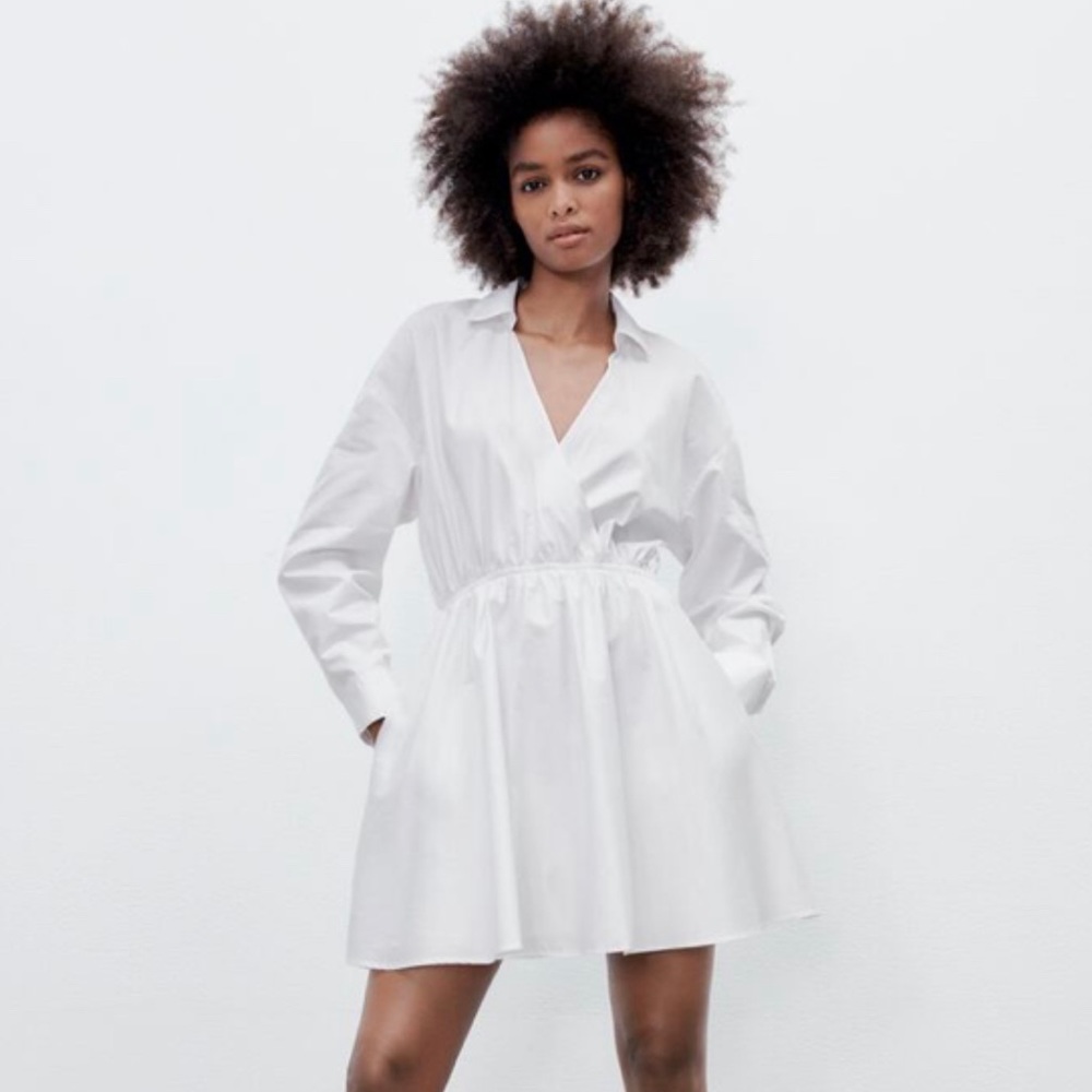 Zara white shirt dress